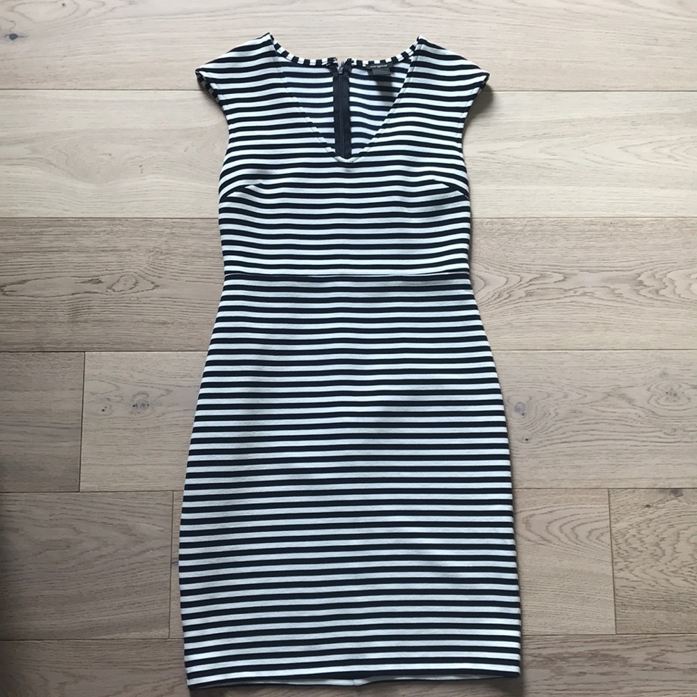 Navy and white striped dress